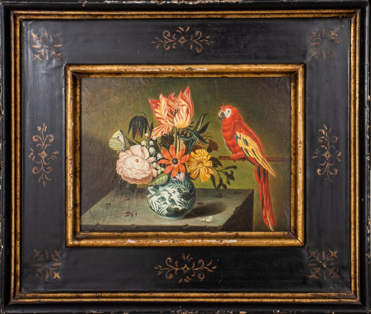 ANTIQUE STILL LIFE WITH PARROT