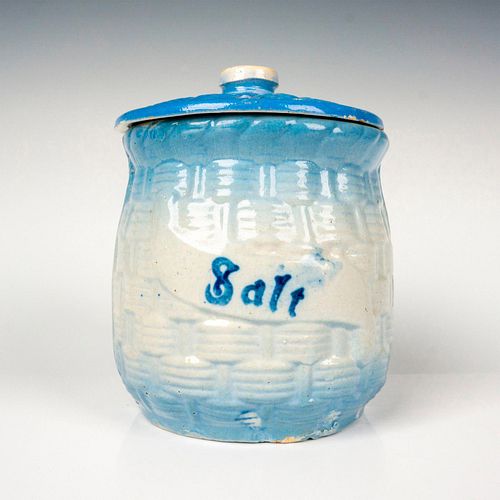 ANTIQUE STONEWARE LIDDED SALT
