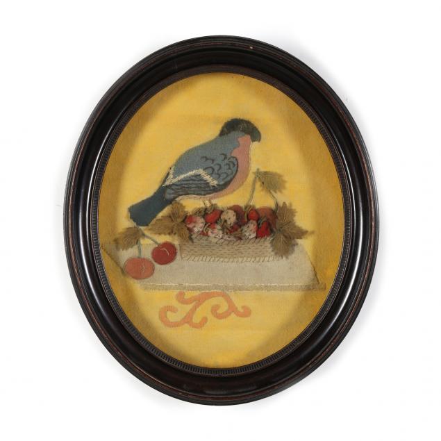 ANTIQUE STUMPWORK OF A BULLFINCH