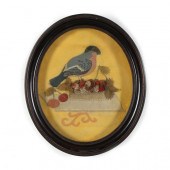 ANTIQUE STUMPWORK OF A BULLFIN