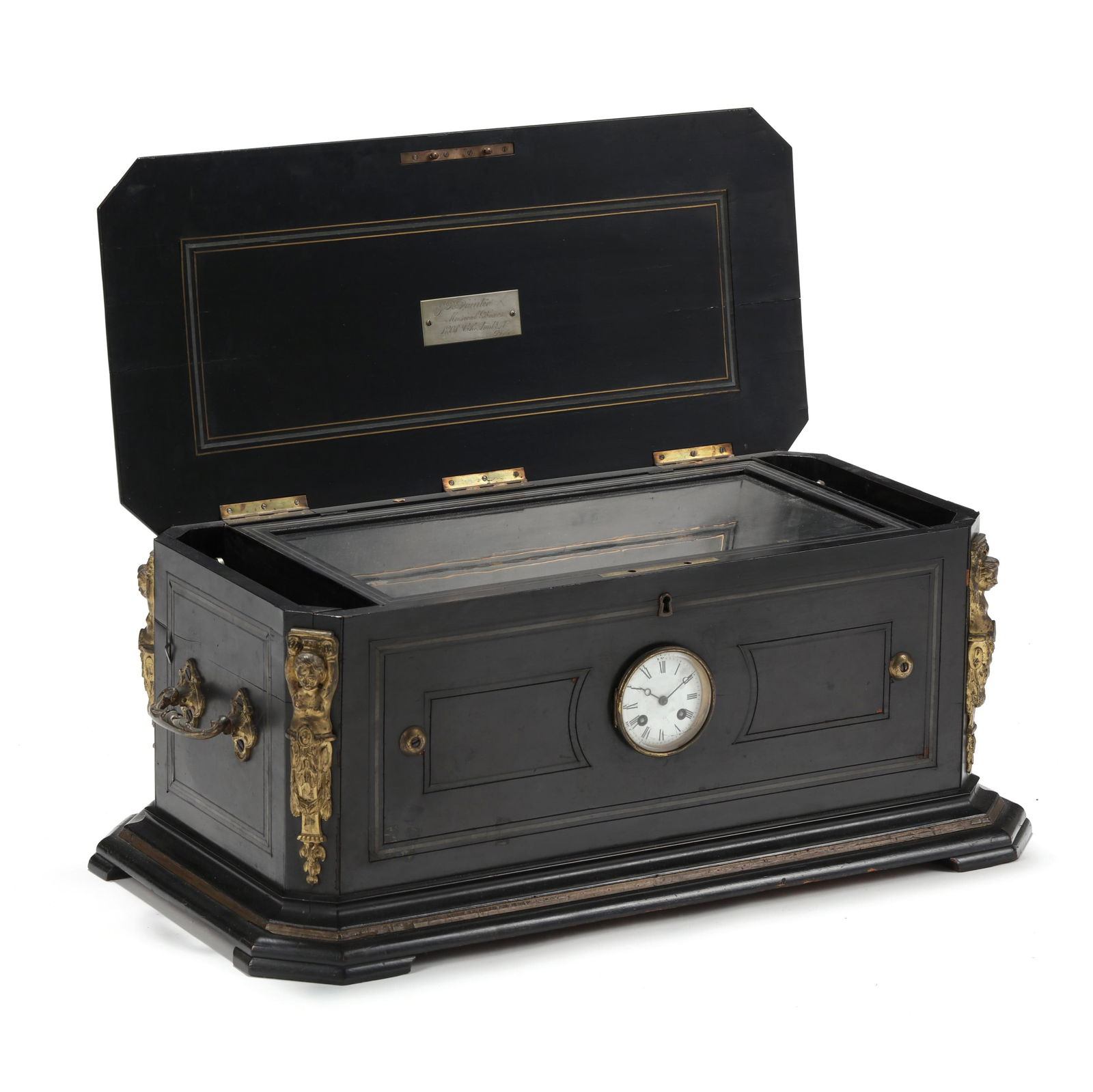 ANTIQUE SWISS MUSICAL BOX CLOCK,
