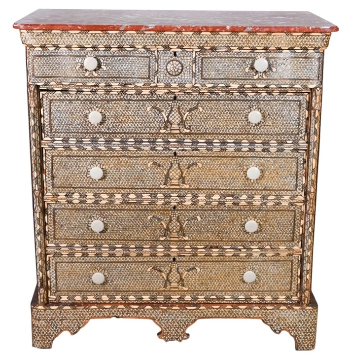 ANTIQUE SYRIAN MOP INLAY MARBLE TOP
