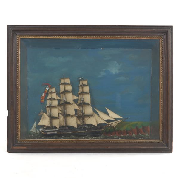 ANTIQUE TALL SHIP DIORAMA, "OCEAN