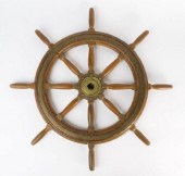 ANTIQUE TEAK SHIP'S WHEELAn an