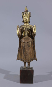 ANTIQUE THAI BRONZE BUDDHA W/