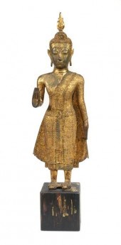 ANTIQUE THAI GILT BRONZE BUDDH