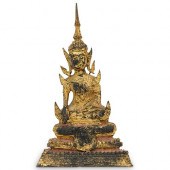 ANTIQUE THAI GILT BRONZE BUDDH