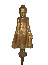 ANTIQUE THAI WOODEN BUDDHA<br>