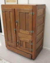 ANTIQUE THREE-DOOR ICE BOXANTI
