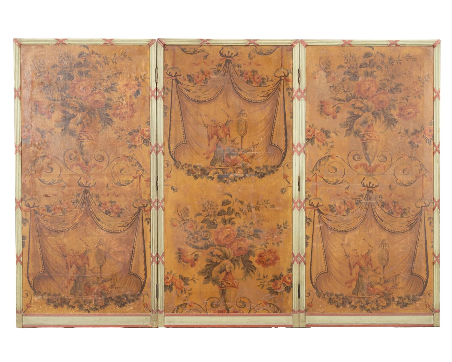 ANTIQUE THREE PANEL CHINOISERIE
