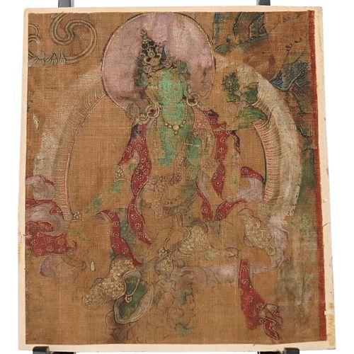 ANTIQUE TIBETAN BODHISATTVA SILK