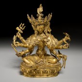 ANTIQUE TIBETAN GILT BRONZE FI