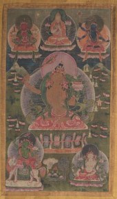 ANTIQUE TIBETAN THANGKA, MANJU