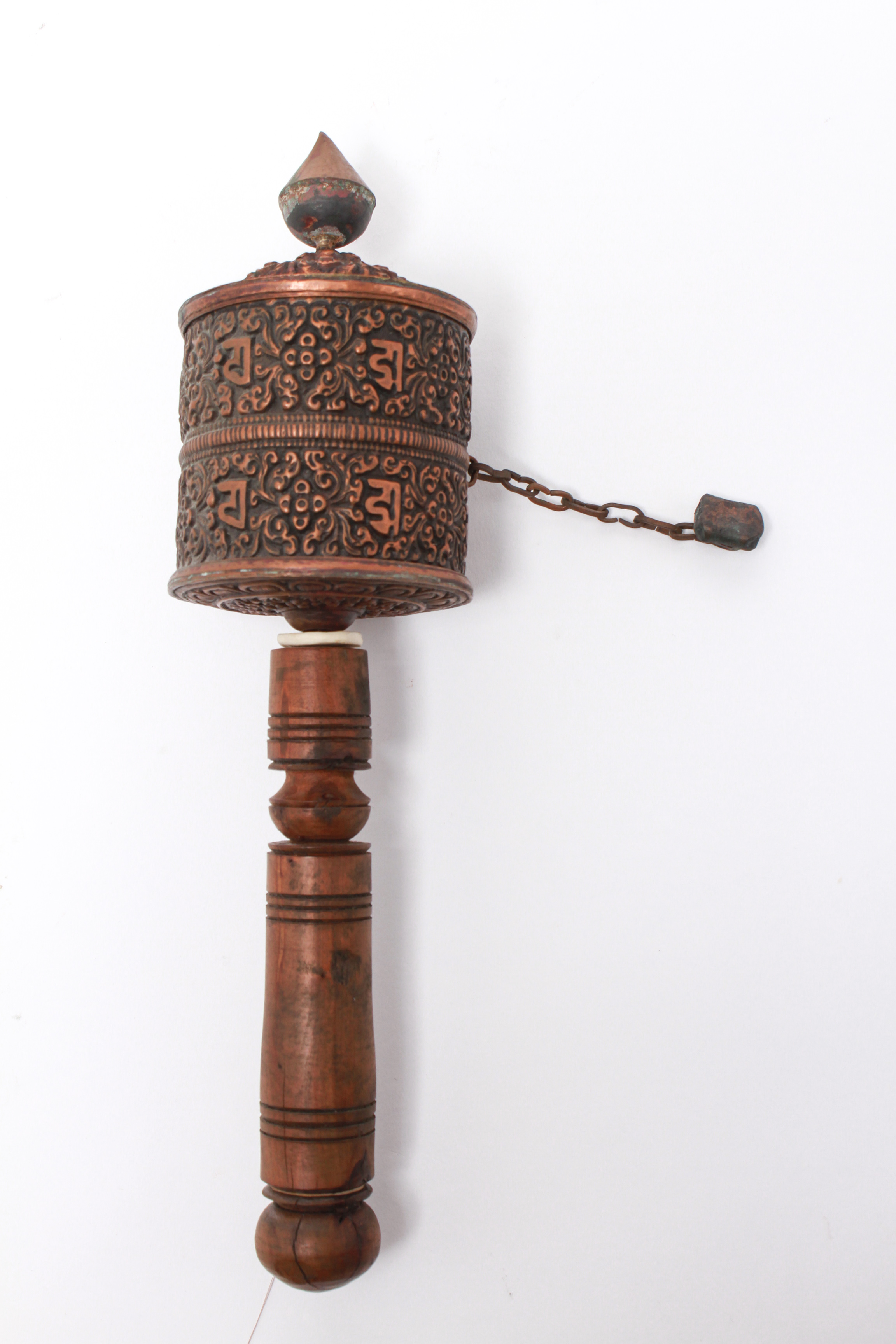 ANTIQUE TIBETAN WOOD & COPPER