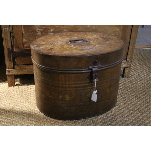 Antique tin hat box, approx 35cm