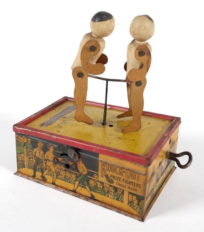 ANTIQUE TIN LITHO KNOCK-OUT WIND-UP