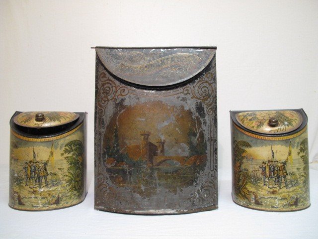 Antique tin tea cannisters or