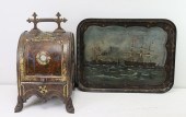 ANTIQUE TOLE SCUTTLE WITH A PA