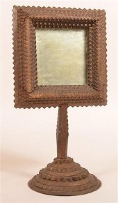 ANTIQUE TRAMP ART PEDESTAL MIR