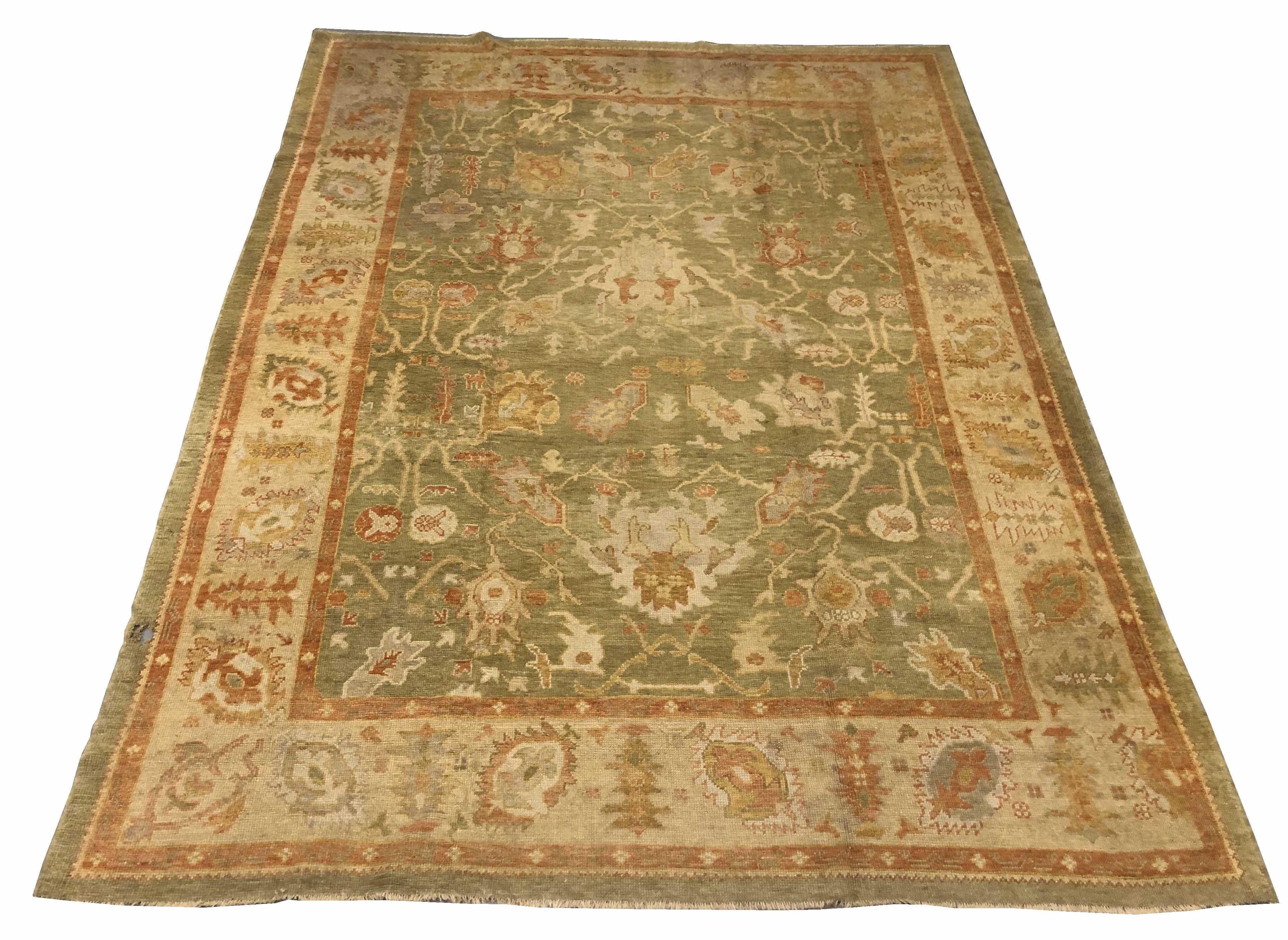 ANTIQUE TURKISH OUSHAK CARPET, 9' X