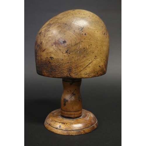 Antique turned wood hat block,