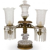 ANTIQUE TWO-ARM BRONZE & CRYST
