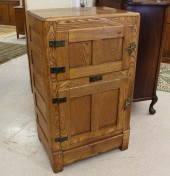 ANTIQUE TWO-DOOR ASH ICE BOXAN
