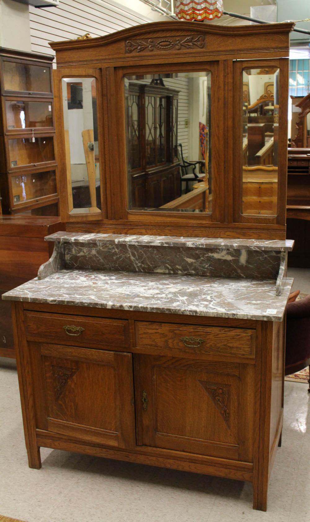 ANTIQUE TWO-PIECE OAK BEDROOM