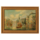 ANTIQUE VENETIAN CANAL LANDSCA