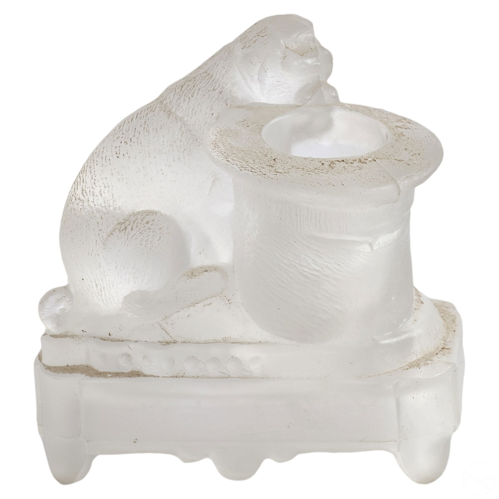 ANTIQUE VICTORIAN FROSTED GLASS DOG