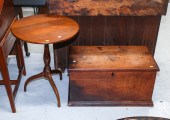 ANTIQUE WALNUT TRUNK & CANDLE