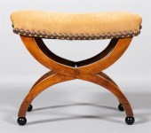 ANTIQUE WALNUT X-FORM STOOL, 1
