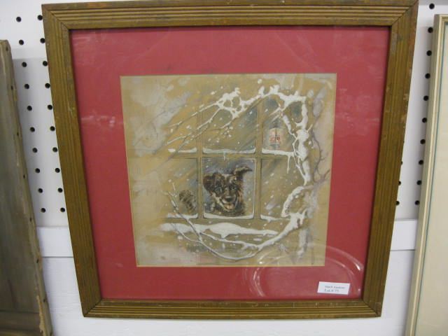 Antique Watercolor of Happy