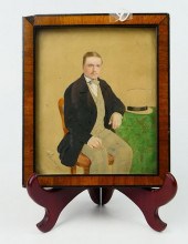 ANTIQUE WATERCOLOR OF MAN SIGN
