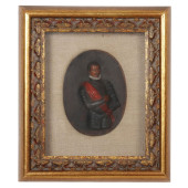 ANTIQUE WAX PORTRAIT OF A CONT