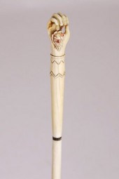 ANTIQUE WHALE IVORY LADY'S POI