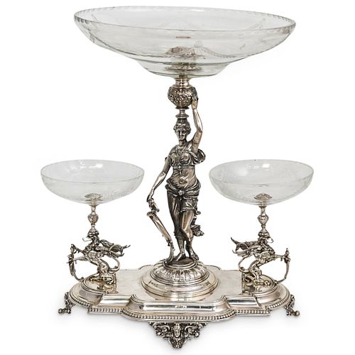 ANTIQUE WMF SILVER PLATED AND GLASS
