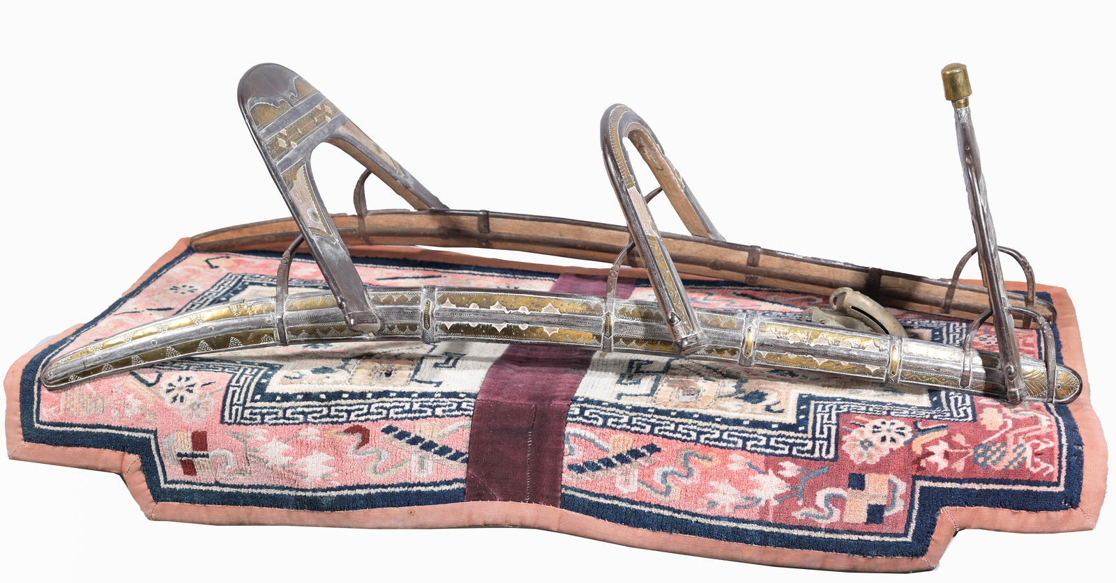 ANTIQUE WOOD AND BRASS CAMEL