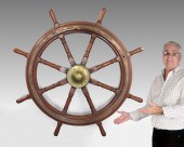 ANTIQUE WOOD AND BRASS SHIPS W