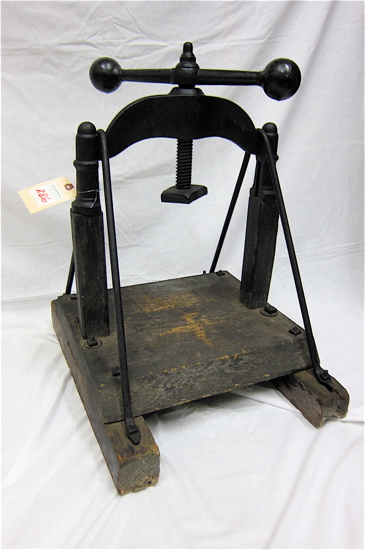 ANTIQUE WOOD AND CAST IRON BOOK