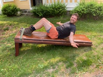 Antique wood and leather incline