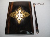 Antique wood & brass folio. Eb