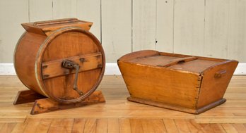 Antique wood butter churn with