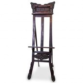 ANTIQUE WOOD CARVED EASELDESCR