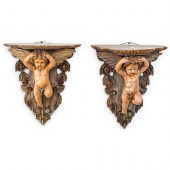 ANTIQUE WOOD GOLD CHERUB WALL