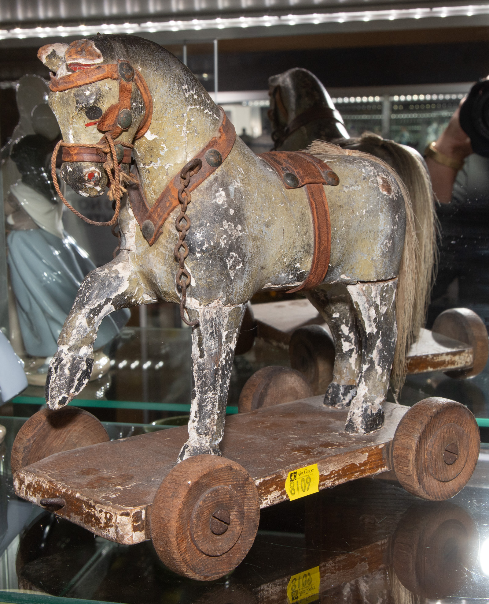 ANTIQUE WOOD HORSE PULL TOY 19th
