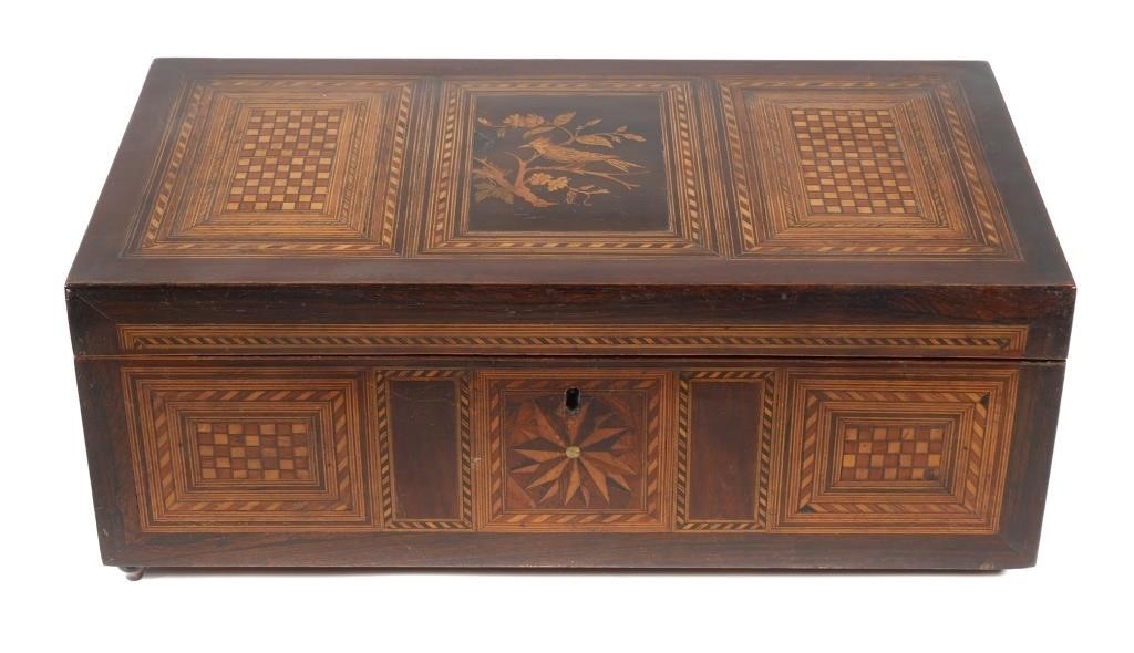 ANTIQUE WOOD INLAY SWISS CYLINDER
