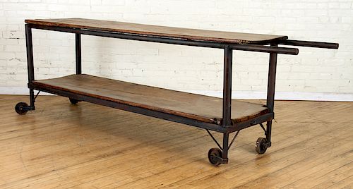 ANTIQUE WOOD & IRON 2 TIER POTTITNG