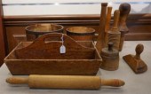 ANTIQUE WOOD TOOL BOX, TWO WOO