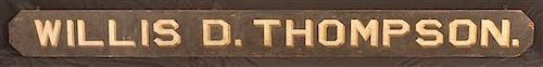 ANTIQUE WOOD "WILLIS D. THOMPSON"